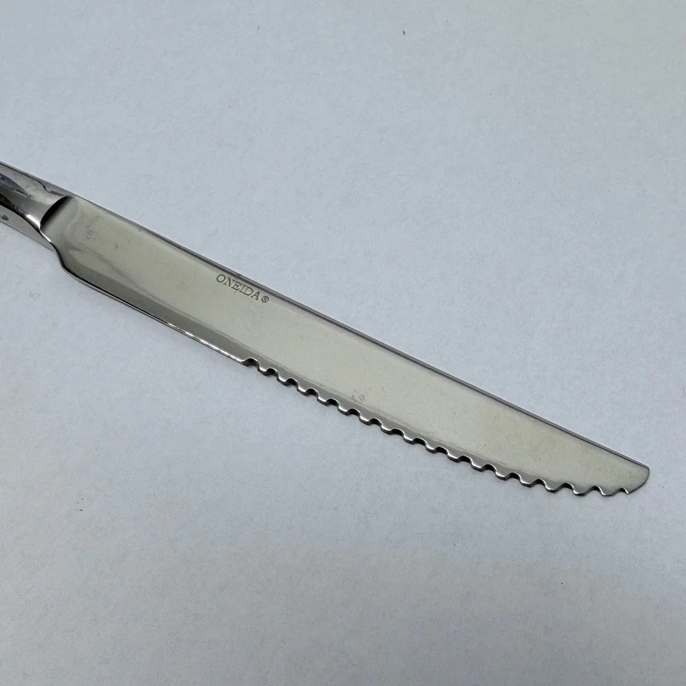 Oneida Stainless Steel Steak Knives Set of 12 Serrated Blade 9 Inch Silver